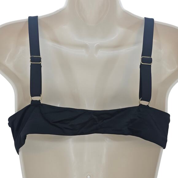 Andie Swim Womans size L The Belmar Bikini Top in Black Crossover Front NEW - Picture 4 of 8